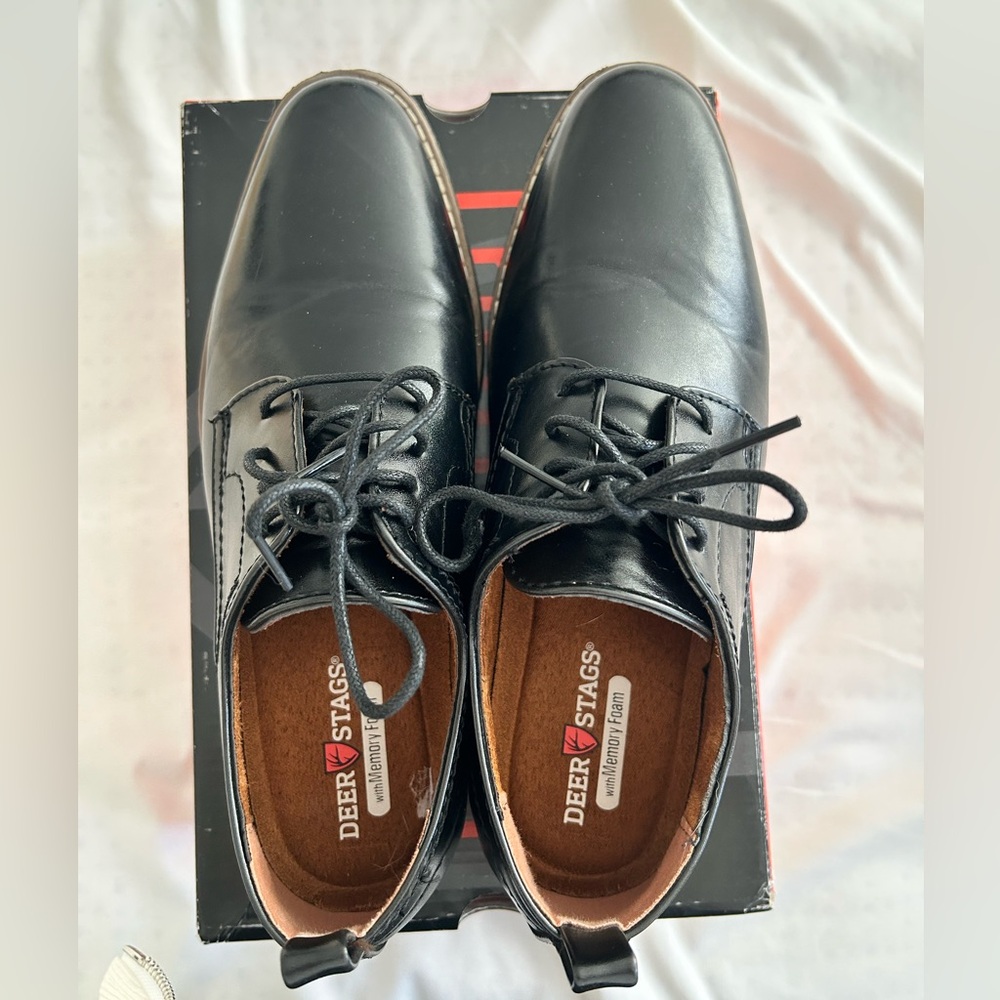 Deer Stags Black Boys Dress Shoes